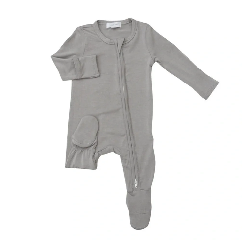 ANGEL DEAR Gray ZIPPER FOOTIE -0/3m NWT